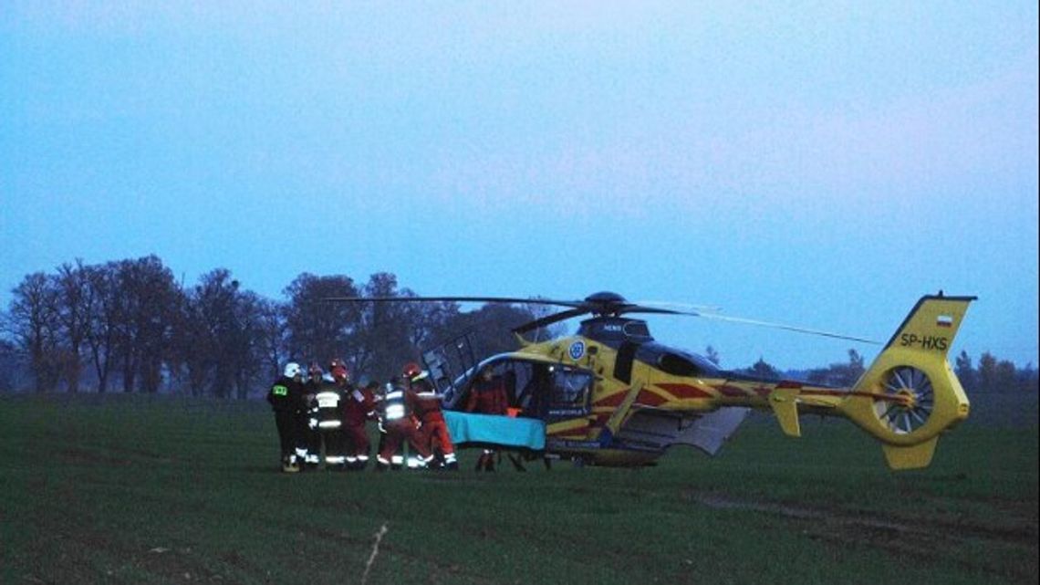 23.10.2013r. Kwidzyn – ranną w wypadku zabrał helikopter